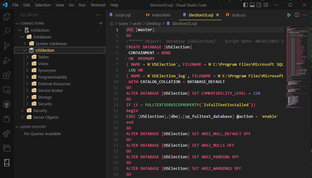 Connected SQL Server to VSCode